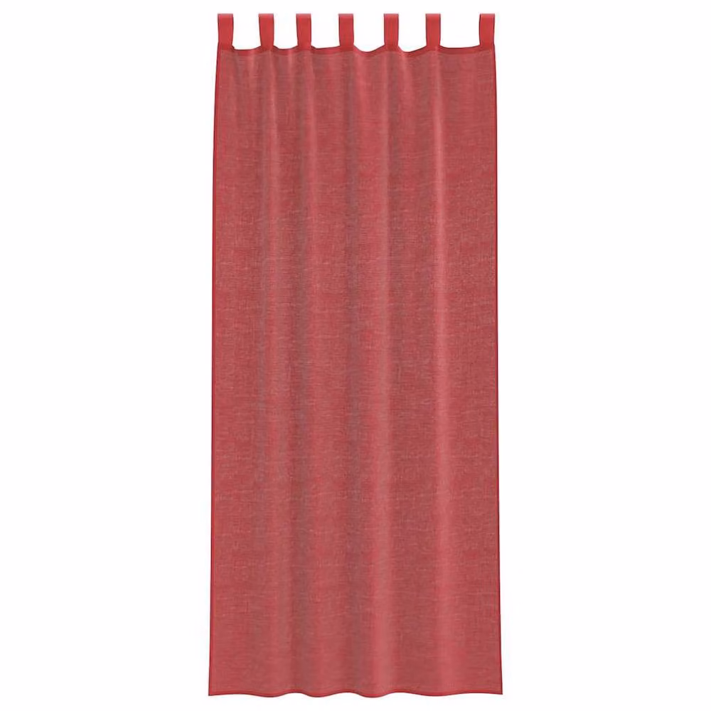 Berkfield Home Red Transparent Voile Fabric Panel Curtains with Rod Pockets, 2 Pack – 3