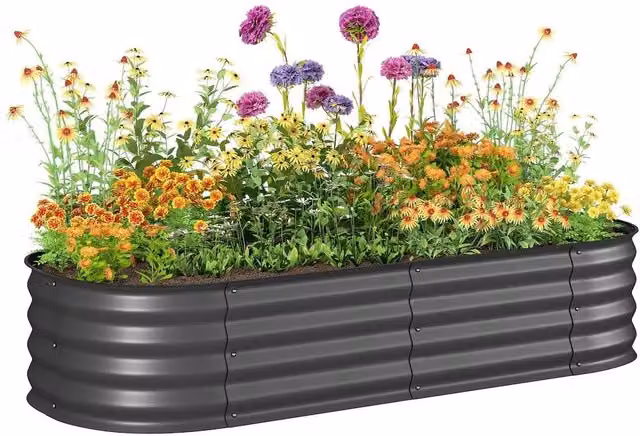SPETLEK Black Galvanised Steel Raised Garden Bed Planter Box