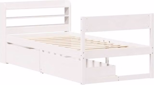 Berkfield Home Solid Wood Pine Bed Frame in White, 90 x 200 cm
