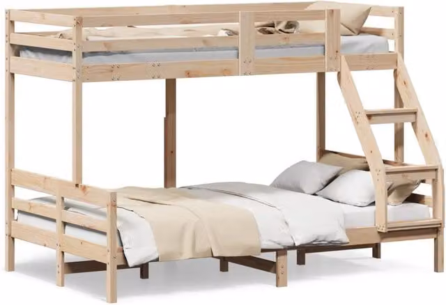 Berkfield Home Solid Wood Bunk Bed in Light Brown