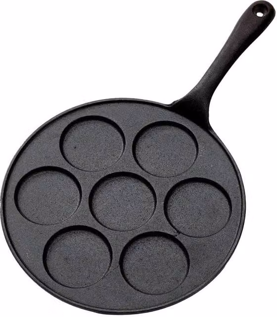 KORVIXA Black Cast Iron Crepe Pan with Long Handle, 23 cm
