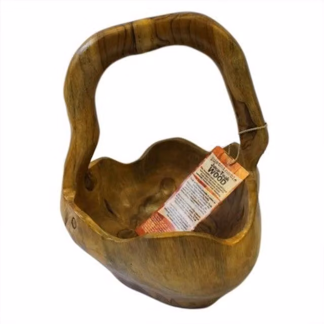 KDMK Hand Carved Teak Root Serving Bowl in Brown