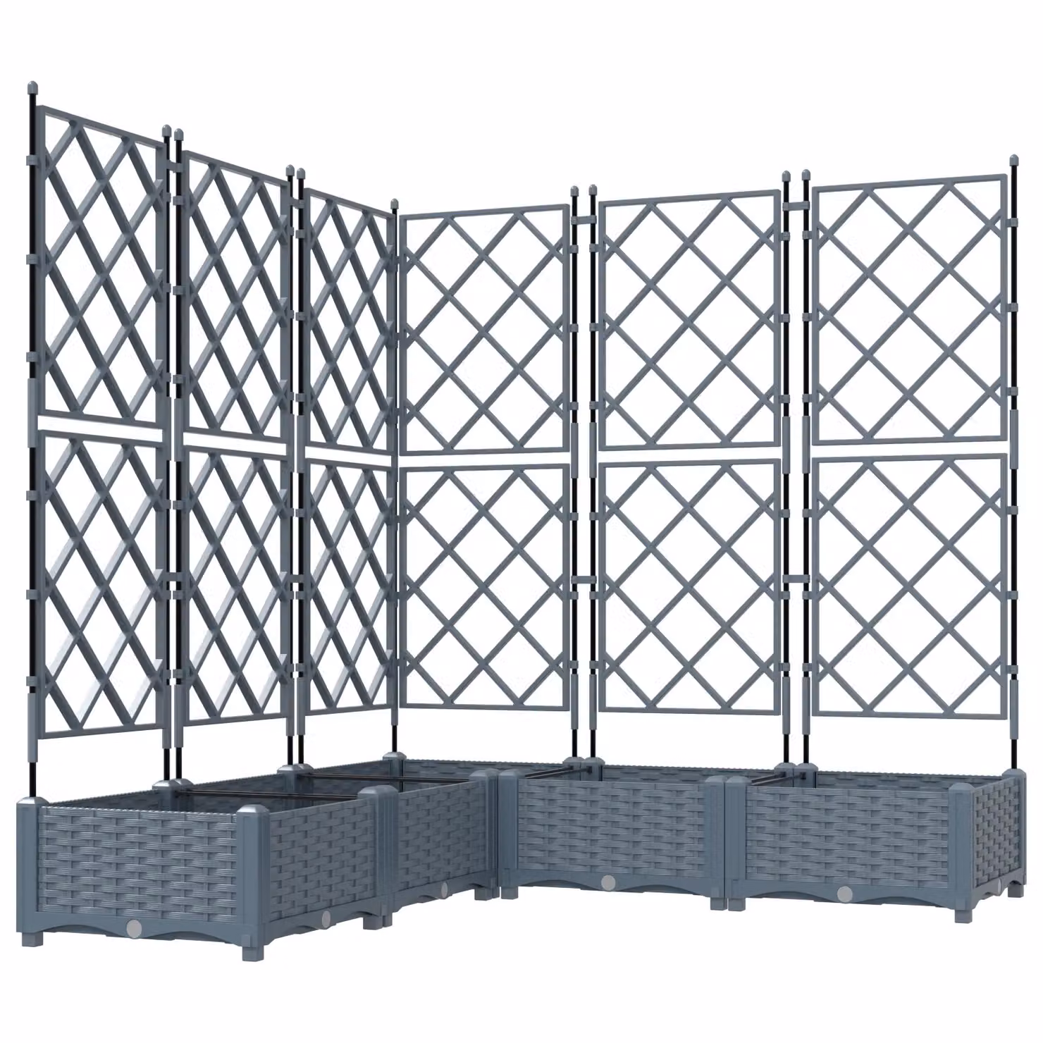 Berkfield Home Garden Planter with Trellis, 5 Piece Set, Light Grey, W/D/H: 120 x 120 x 125.5 cm – 2