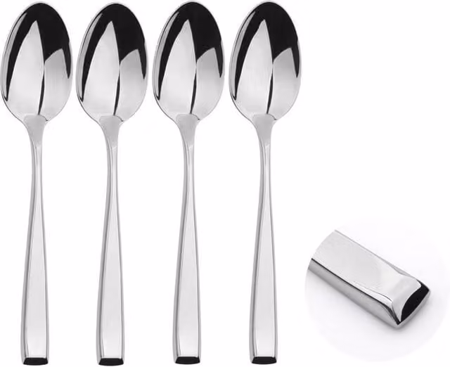 Glim & Glam 4-Piece Polished Silver Stainless Steel Spoon Set