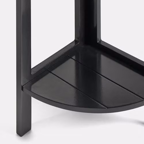 OHS Black 3 Tier Wood Corner Shelf Bookcase, Freestanding Triangular Display Unit, H 65 x W 23 x D 23 cm – 3