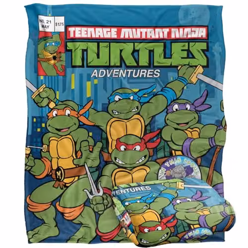 Nickelodeon TMNT Comic Cover No.21 Super Soft Silky Touch Fleece Blanket, Multicolour – 2