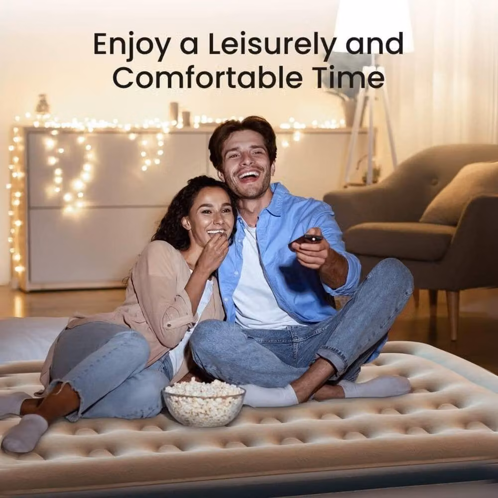 Trendi Single High Inflatable Air Mattress with Built-In Pump, Beige, W: 96 cm, L: 195 cm, H: 46 cm – 8