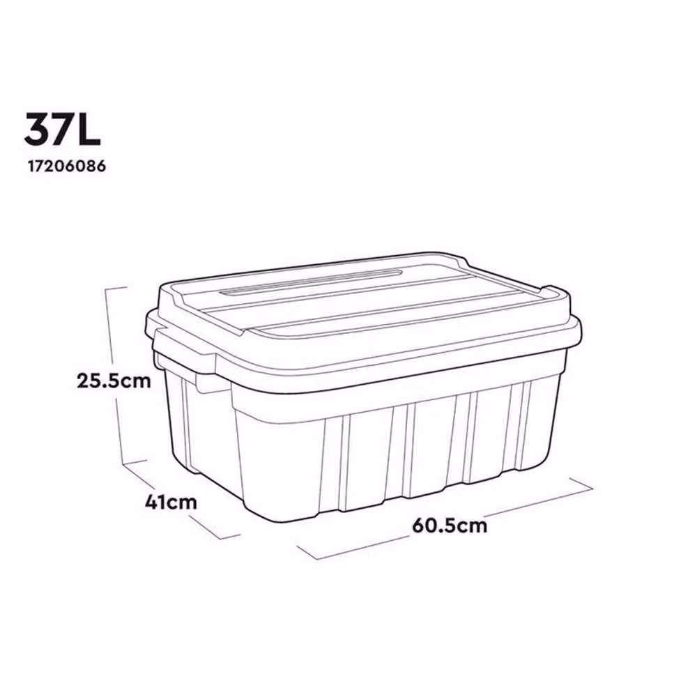Keter Tuff Tote 37 Litre Durable Plastic Storage Box with Lid, Red, W: 60.5 cm, D: 41.0 cm, H: 25.5 cm – 2