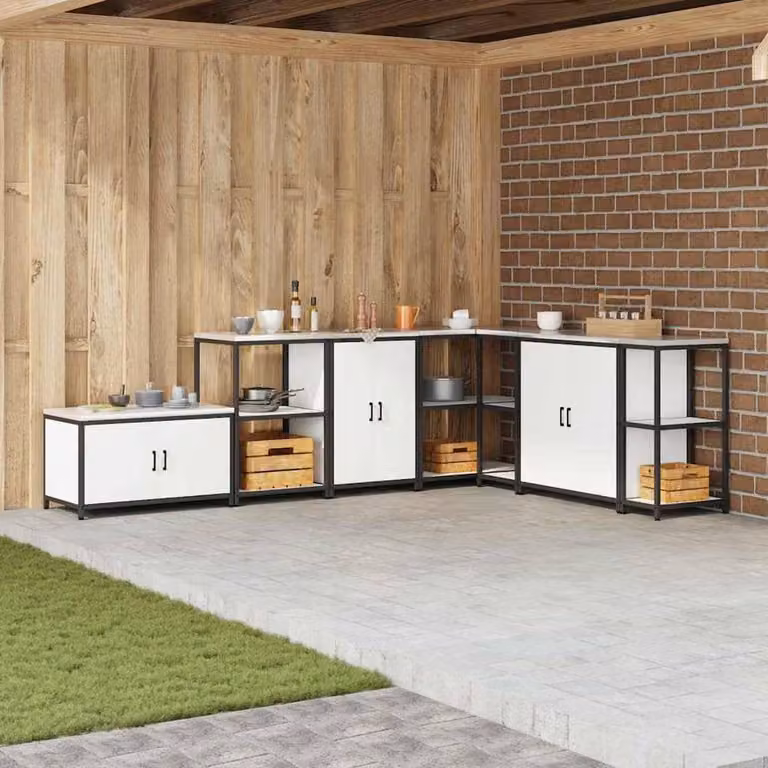 Berkfield Home White Steel Kitchen Storage Cabinet with Internal Shelves and Hinged Doors W/D/H: 92.0 x 50.0 x 60.0 cm