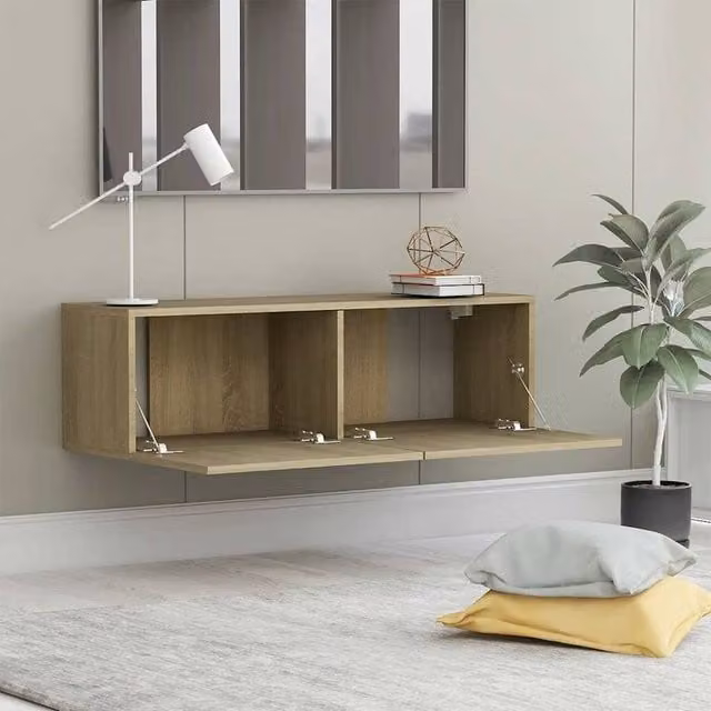 Berkfield Home TV Cabinet in Sonoma Oak, Beige, W/D/H: 100 x 30 x 30 cm – 1