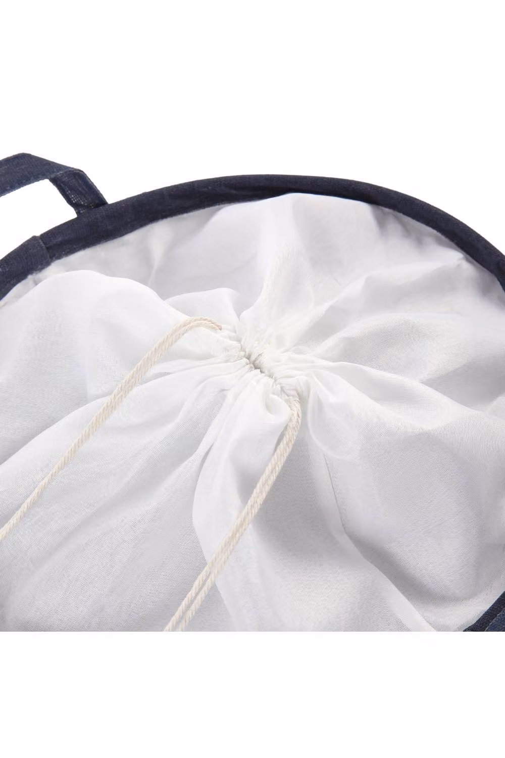 Garden Sanctuary Linen Laundry Hamper with Drawstring and Handles in Blue – 3