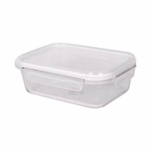 Harbour Housewares 1L Glass Food Storage Container with Airtight Lid, Transparent and White – 1