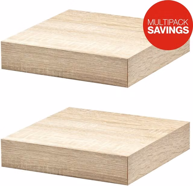 ShelfDepot Set of 2 Oak Floating Shelves in Brown, W/D/H: 25 x 25 x 25 cm – 1