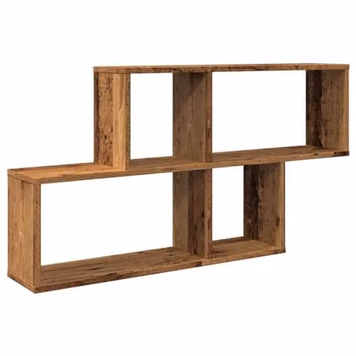 vidaXL Modern Wall Mounted Shelf in Old Wood Brown, W/D/H: 100 x 18 x 53 cm