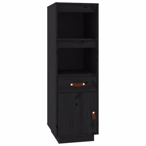 vidaXL Highboard in Black Solid Pine Wood, W/D/H: 34 x 40 x 108.5 cm – 1
