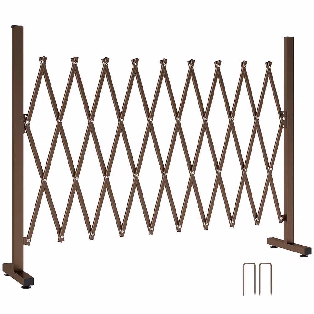 Outsunny Aluminium Alloy Movable Pet Safety Fence, Brown, W: 250 cm, H: 100 cm – 2