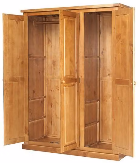Rest Relax Redwood Pine 3 Door Triple Wardrobe in Brown