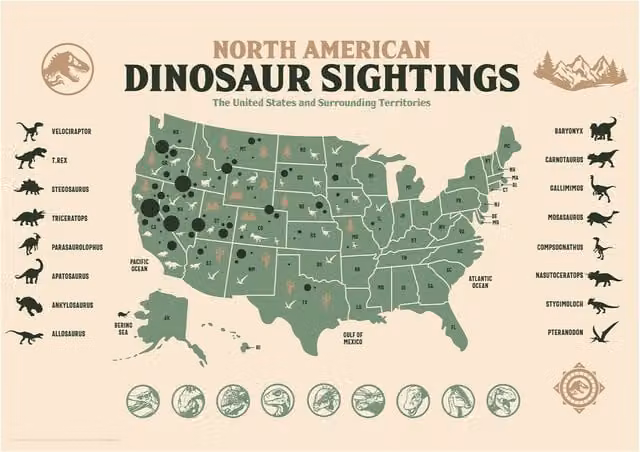 Jurassic World Dinosaur Sightings Limited Edition Graphic Art Paper Poster, Multicolour