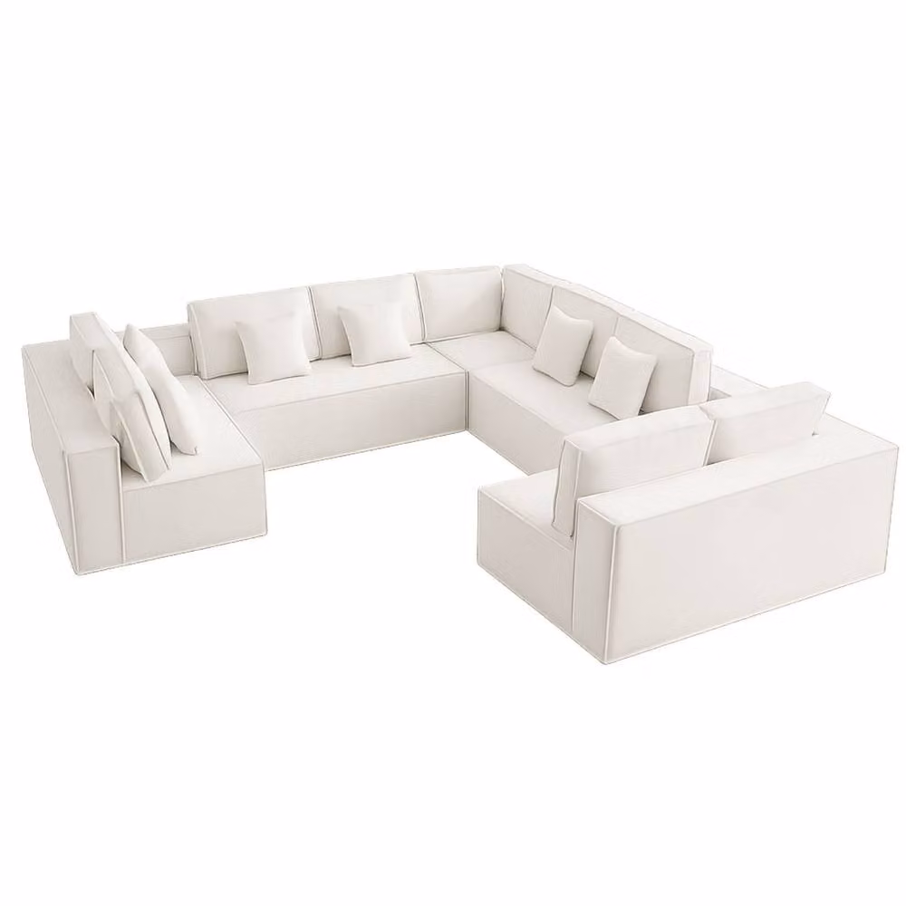 Snug Furniture Birmingham Ltd Ollie U-Shaped Corner Sofa in Beige Chenille Fabric – 2