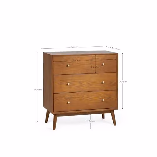 Julian Bowen Lowry 3 Drawer Chest in Cherry Ash Brown, W: 90 cm, H: 84 cm, D: 44 cm – 2