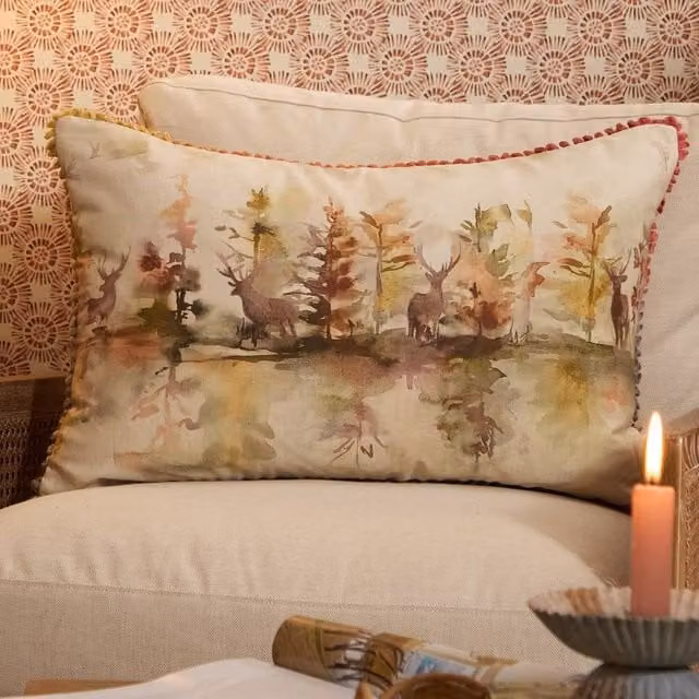 Voyage Maison Wilderness Feather Filled Rectangular Cushion in Purple and Multicolour, W: 60 cm, H: 40 cm