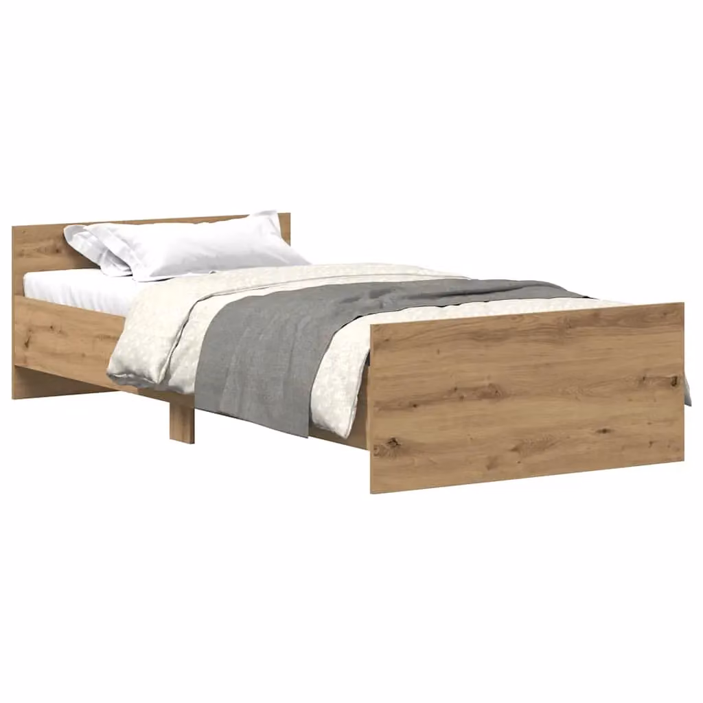 Berkfield Home Artisan Oak Bed Frame in Brown, W/D/H: 75 x 190 cm – 2