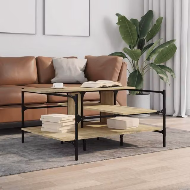 Berkfield Home Decorative Coffee Table in Sonoma Light Oak, W/D/H: 100 x 100 x 48.5 cm – 1