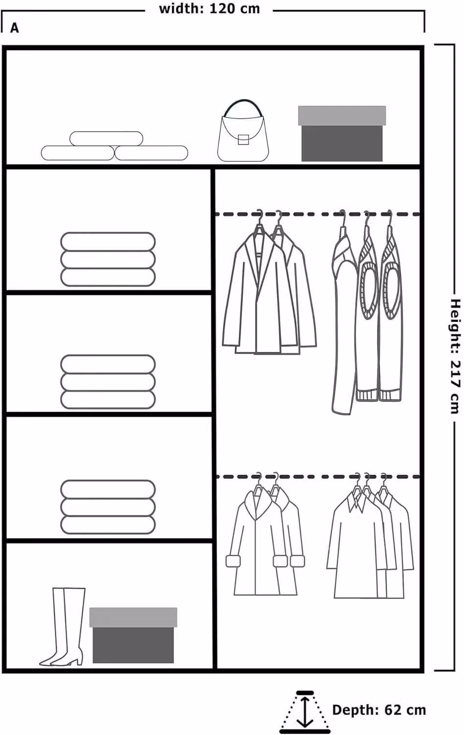 Sliding Wardrobes 4U Modern White Sliding Wardrobe with Integrated LED Lighting W: 120 cm, D: 62 cm, H: 217 cm – 3