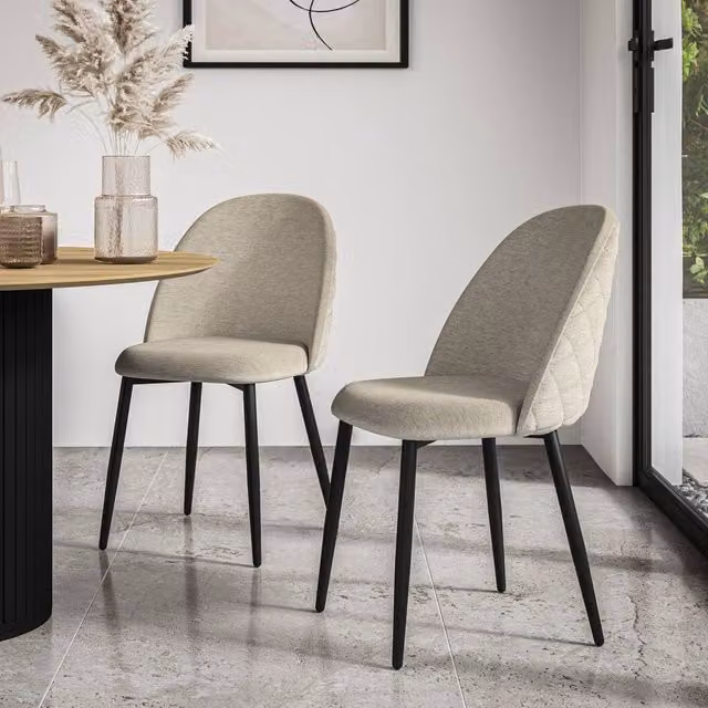 More4Homes Raye Velvet Upholstered Dining Chairs Set of 6 in Beige – 1