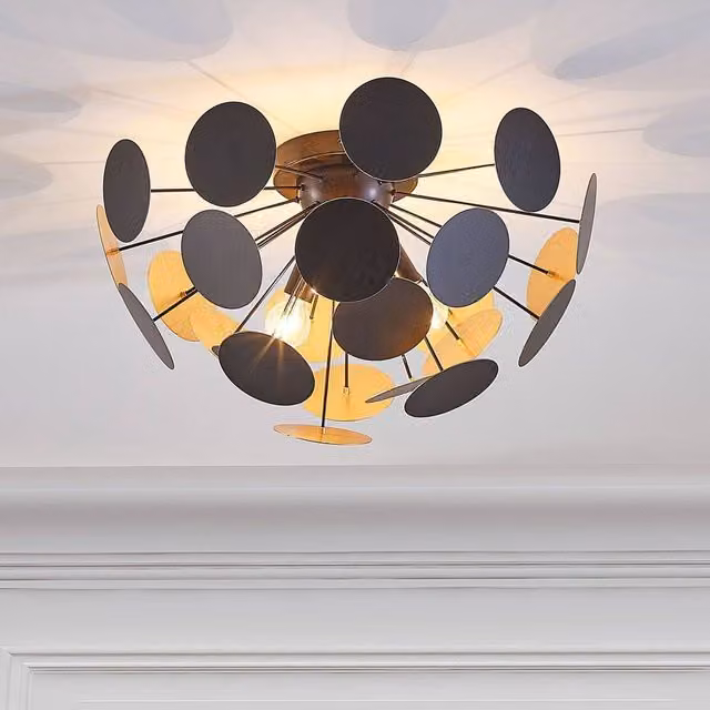 Wyld and Coco Hemisphere Pendant Light in Black and Gold/Brass Metal – 1