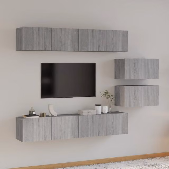 Berkfield Home 4 Piece Grey Sonoma TV Cabinet Set in Engineered Wood