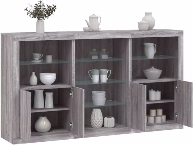 Berkfield Home Modern Sideboard with Integrated LED Lights in Grey Sonoma, W: 181.5 cm, D: 37 cm, H: 100 cm – 1