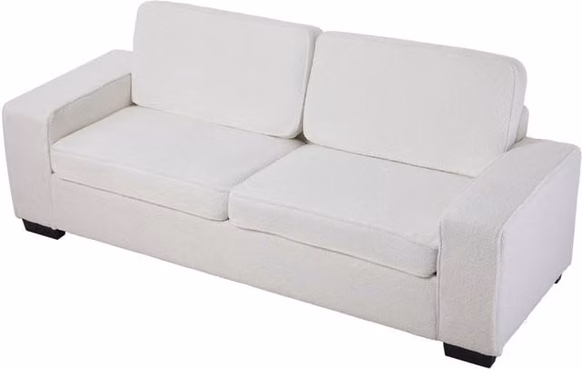 Livingandhome Modern White Bouclé 2-Seater Loveseat Sofa