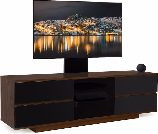 AVITUS ULTRA TV Cabinet with Glass Door and Mounting Arm in Walnut and Black