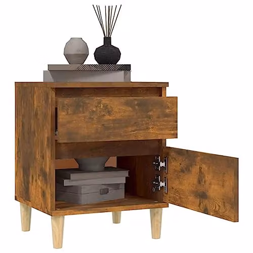 vidaXL Set of 2 Mid-Century Bedside Cabinets in Smoked Oak, W/D/H: 40 x 35 x 50 cm – 3
