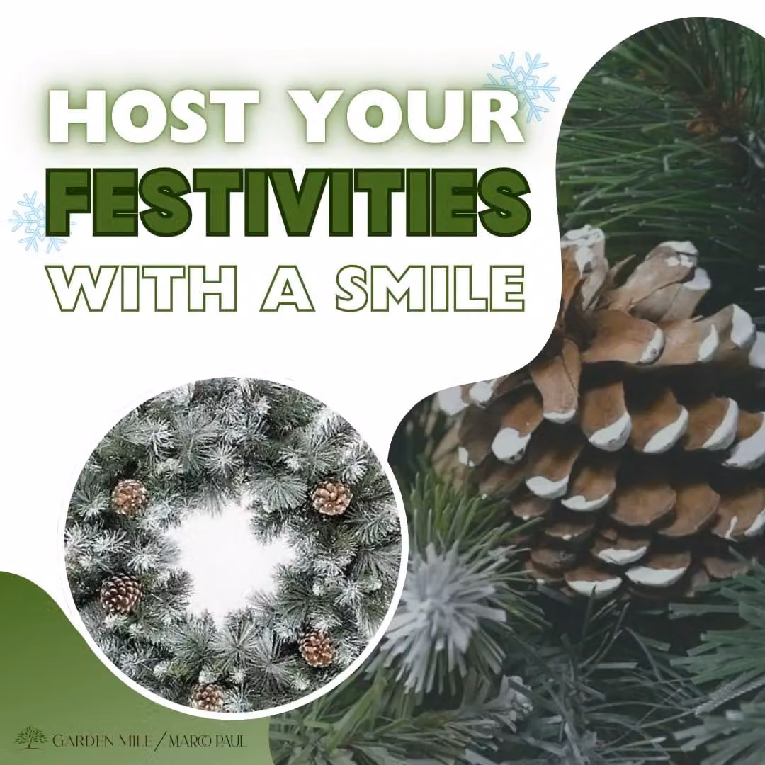 Marco Paul Large Snow Flocked Christmas Wreath with Pinecones in Green, Diameter: 58 cm – 5