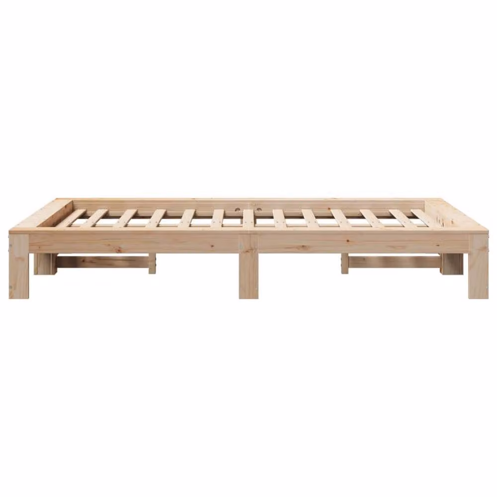 Berkfield Home Small Double Solid Pine Bed Frame in Natural Wood, W/D/H: 120 x 200 cm – 3