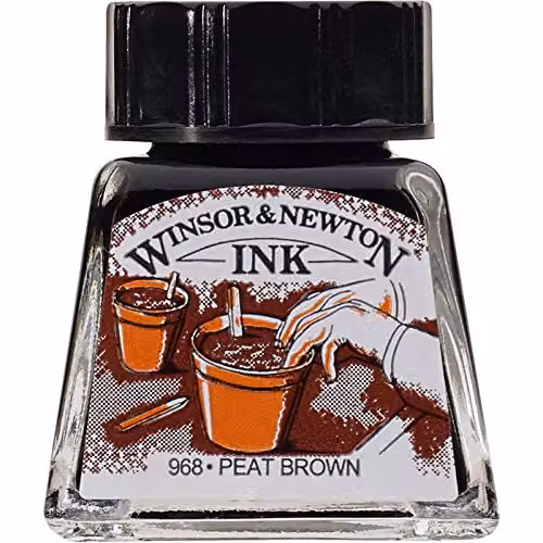 Winsor & Newton Drawing Ink Bottle, Peat Brown, 14 ml