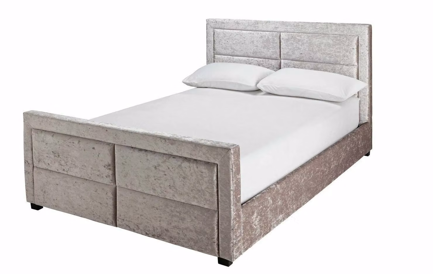 Kourtney Upholstered Velvet Kingsize Bed Frame in Silver