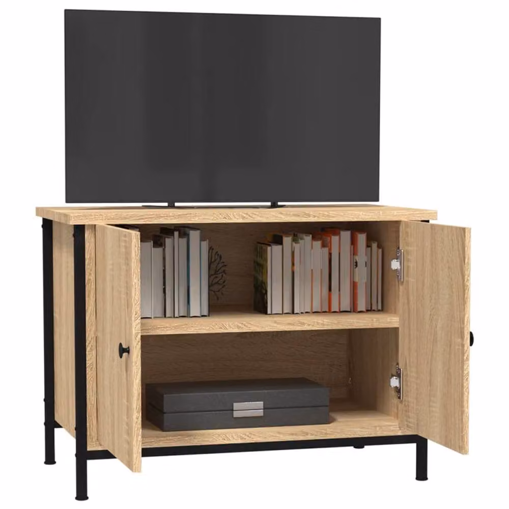 Berkfield Home TV Cabinet with Doors in Sonoma Oak, Tan, W/D/H: 60 x 35 x 45 cm – 3
