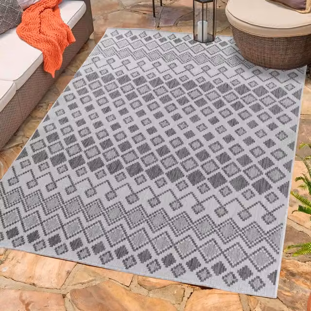 Desire Rugs Modern Ikat Design Waterproof Indoor-Outdoor Kilim Rug, Grey, W: 200 cm, L: 290 cm