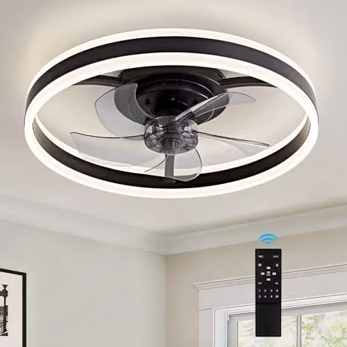 Harper Living 50cm Modern Ceiling Fan with Dimmable LED Light, Remote Control, 6 Speeds and Timer, Black