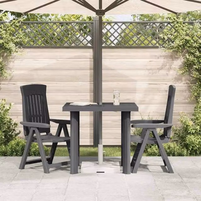 Berkfield Home Anthracite Garden Table in Dark Grey, W: 80 cm, D: 75 cm, H: 72 cm