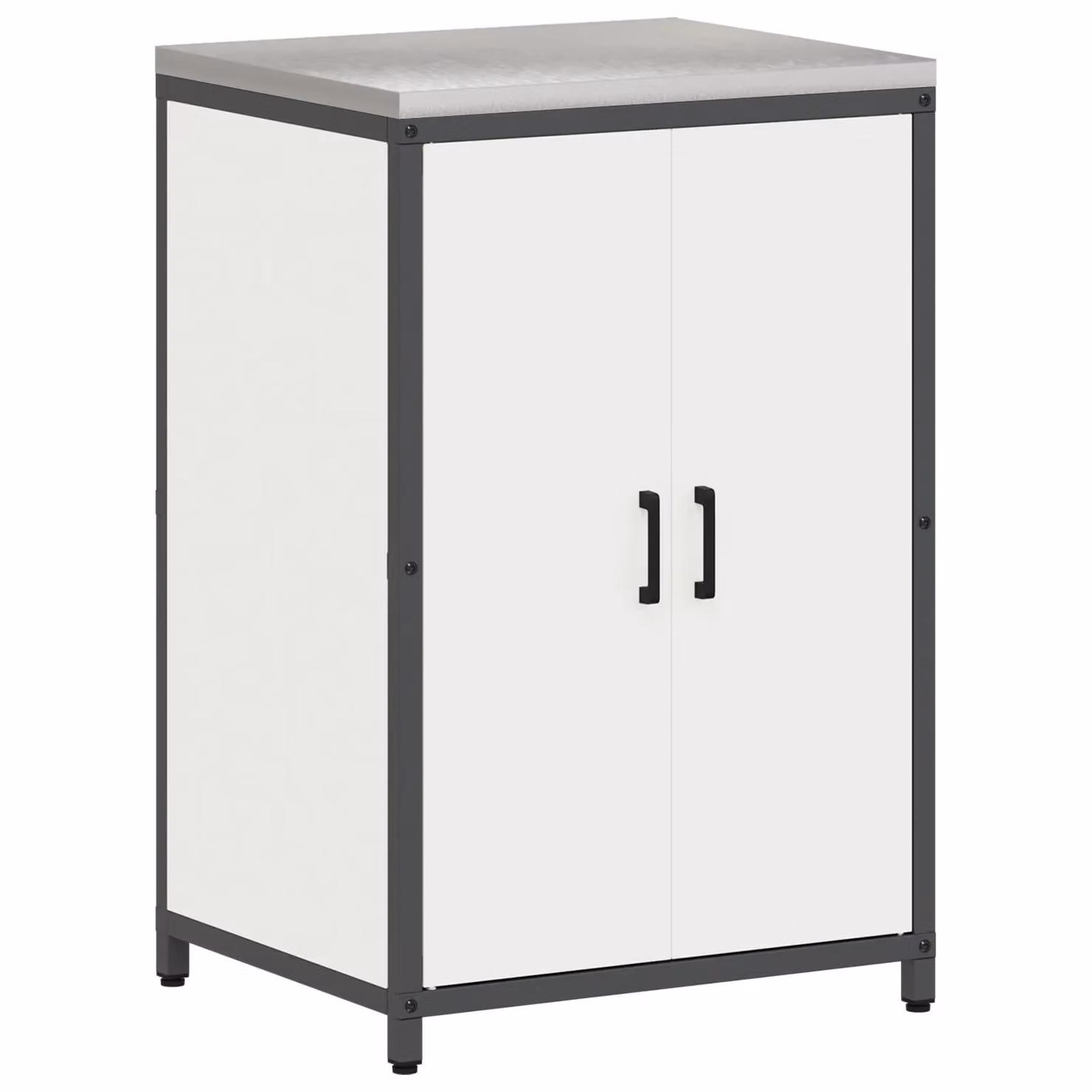 Berkfield Home Modern White Metal Kitchen Storage Cabinet with Hinged Doors and Internal Shelves – 1