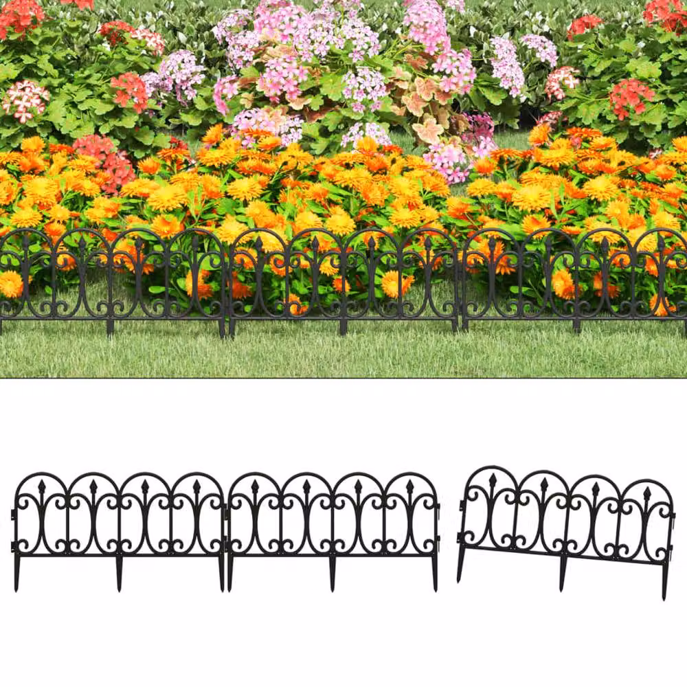 Berkfield Home Black Plastic Lawn Edging, 17 Pieces, 10 m – 2