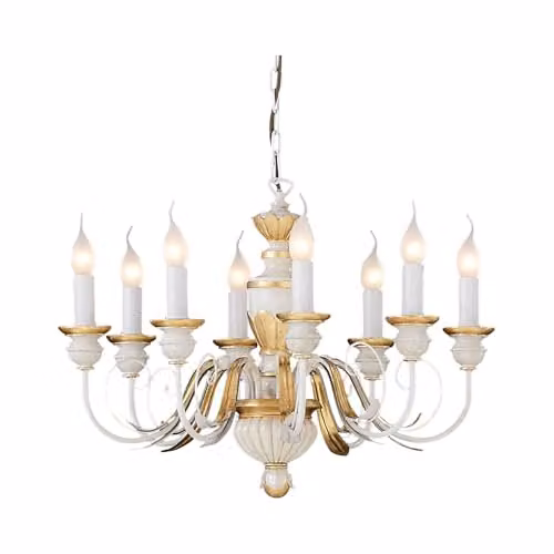 Ideal Lux Firenze SP8 Ceiling Light in Gold and White with Glass and Metal Finish