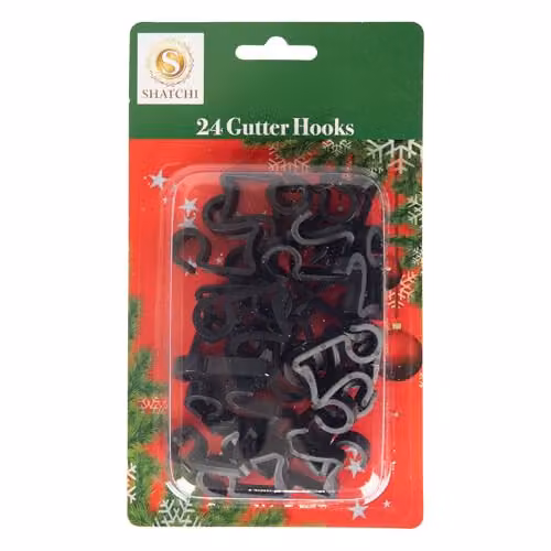 Shatchi 24-Piece Black Plastic Gutter Hooks for Outdoor LED String and Rope Lights – 2