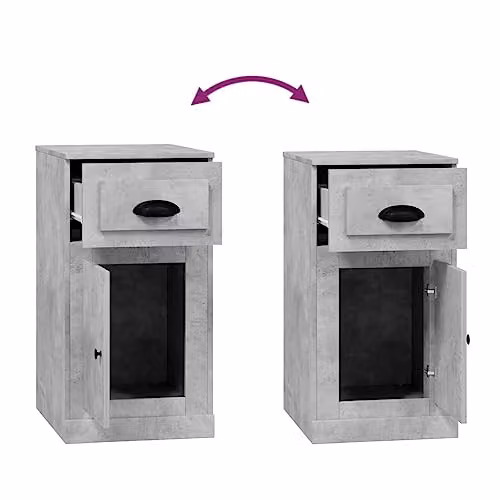 vidaXL Side Cabinet with Drawer in Concrete Grey, W: 40 cm, D: 50 cm, H: 75 cm, Made of Engineered Wood – 3