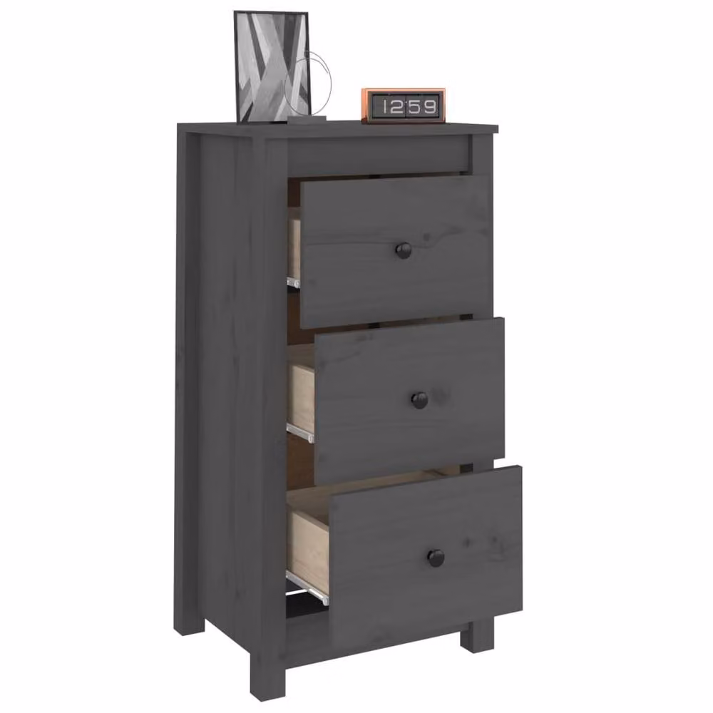 Berkfield Home Set of 2 Grey Rustic Solid Wood Pine Sideboards, W/D/H: 40 x 35 x 80 cm – 3