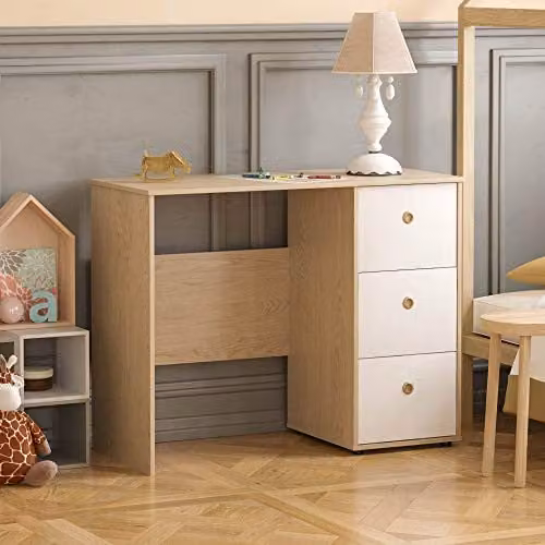 Junior Vida Neptune 3 Drawer Desk for Children in White and Oak
